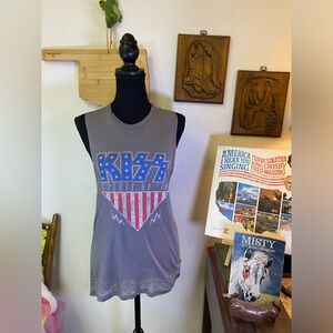 KISS Spirit of ‘76 Official Merch Retro Burnout Sheer Muscle Tank Women’s Small